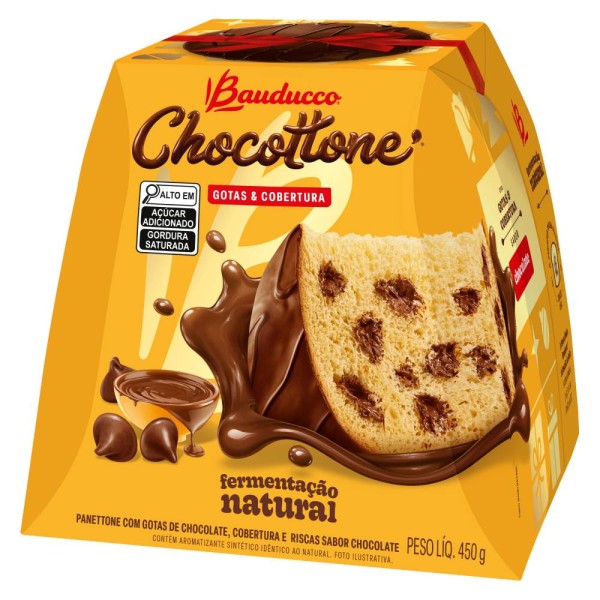 Encontraproduto.com.br - Chocottone Gotas & Cobertura Bauducco 450g | 18 unidades
