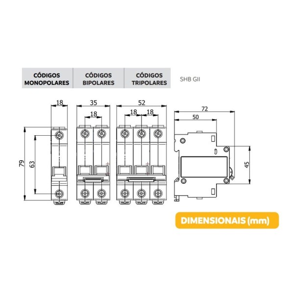 Encontraproduto.com.br - Kit com 6 Disjuntor Bipolar 70A - Soprano