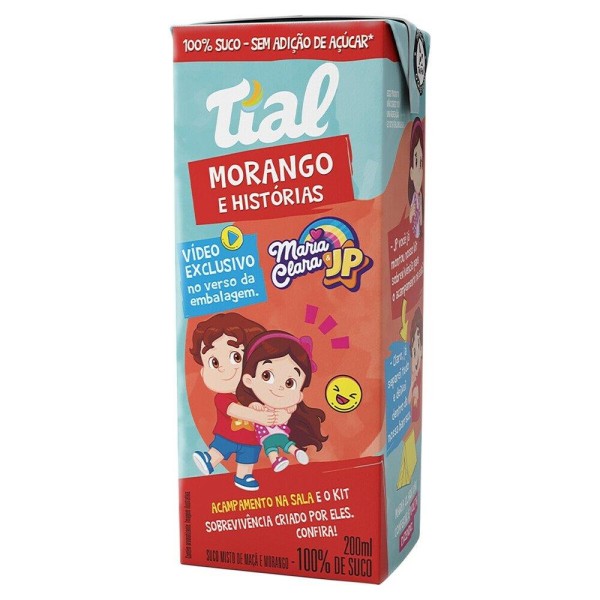 Encontraproduto.com.br - Suco Tial Maria Clara  Jp Histórias 100% Morango E Maçã 200ml Embalagem Com 24 Unidades