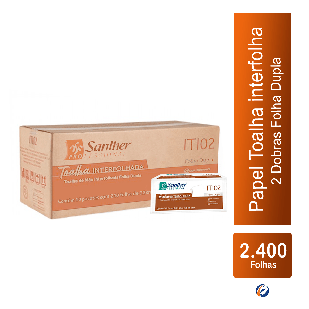 Encontraproduto.com.br - Papel Toalha Interfolha 2 Dobras Folha Dupla ITI02 2.400 folhas Inovatta