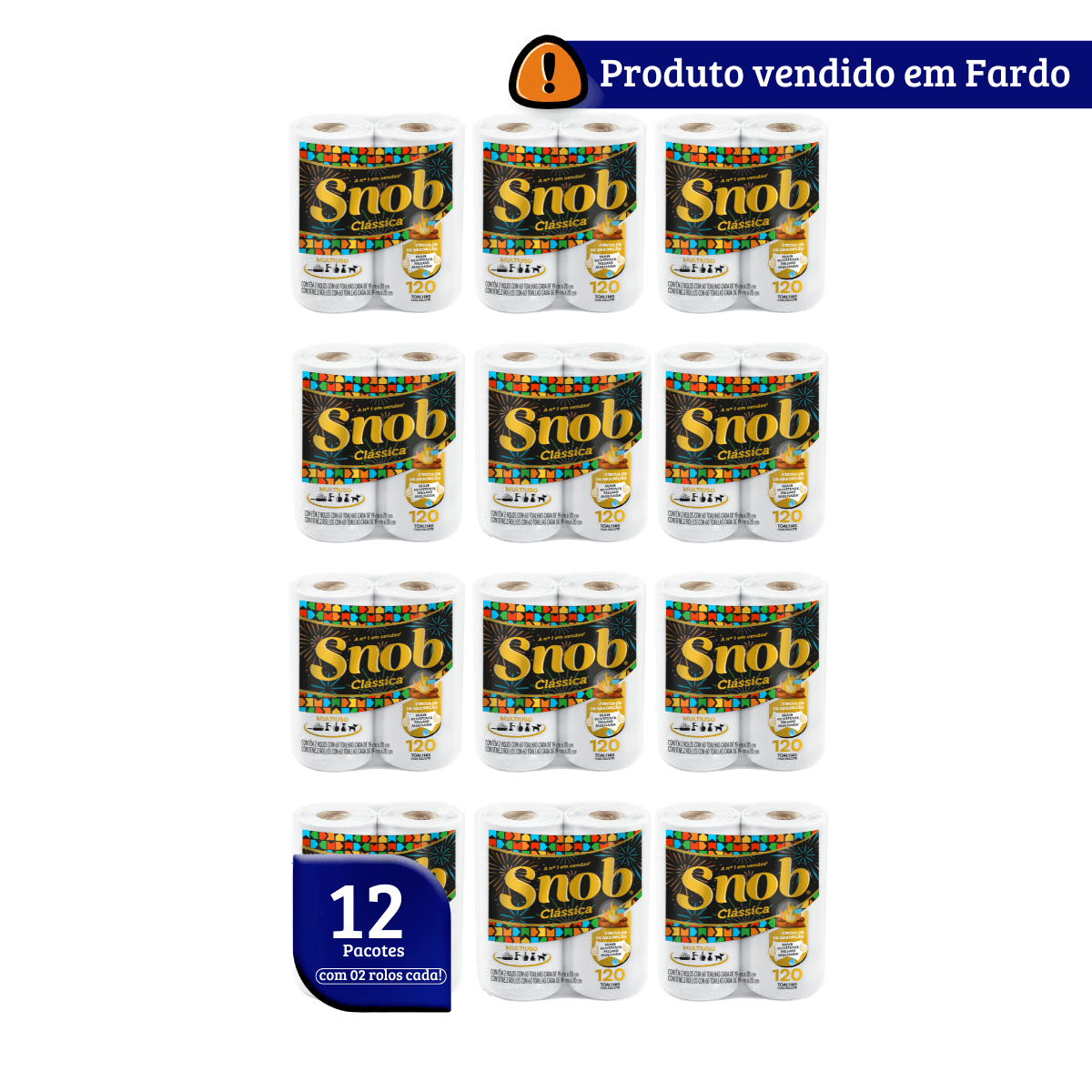 Encontraproduto.com.br - Papel Toalha Branca Lisa com 2 Rolos 12x2 Snob