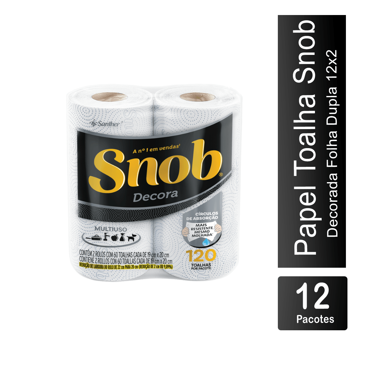Encontraproduto.com.br - Papel Toalha Branca Decorada com 2 Rolos 12x2 Snob