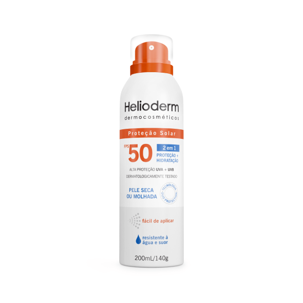 Encontraproduto.com.br - Protetor Solar 2 em 1 FPS 50 Helioderm Spray - 200ml