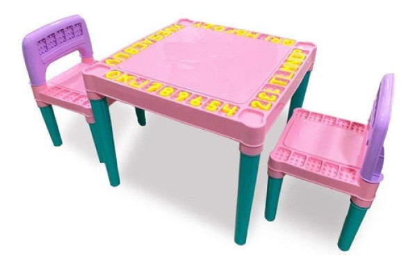 Encontraproduto.com.br - Mesa Educativa Infantil Mesinha Didática 2 Cadeiras
