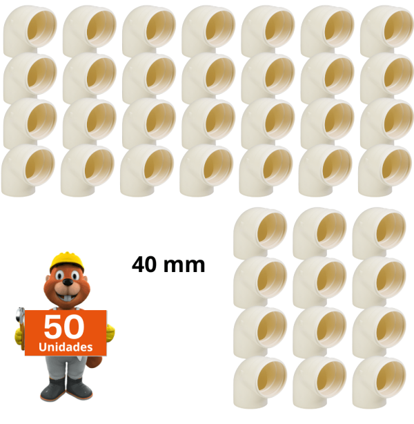 Encontraproduto.com.br - Kit De Joelho 90º Para Esgoto Bitola Dn40 Com 25 Unidades