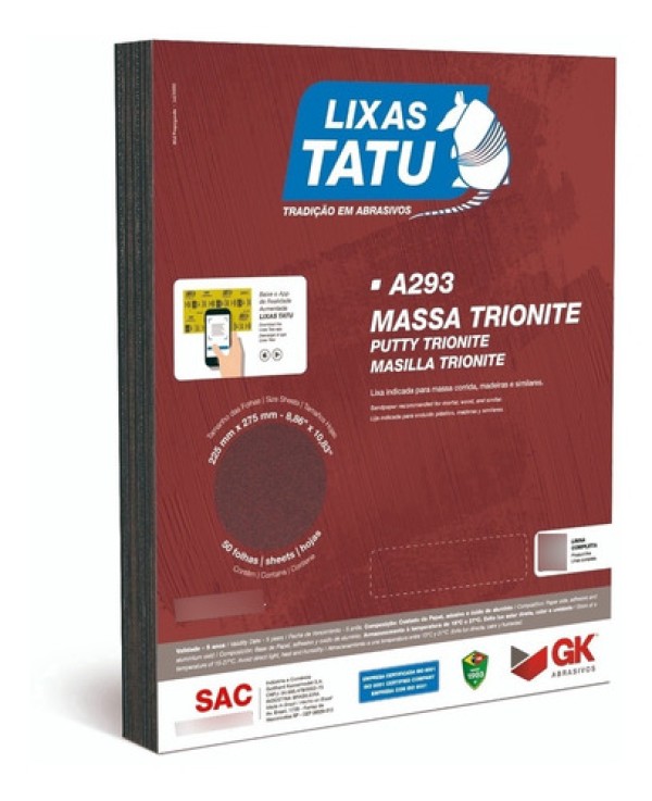 Encontraproduto.com.br - Lixa para Massa Parede grão 120 C/50 Folhas Tatu