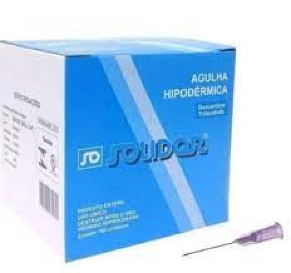 Encontraproduto.com.br - Agulha hipodérmica 25 x 6 c/100 unid  Solidor  L 51222021 V 28/02/27