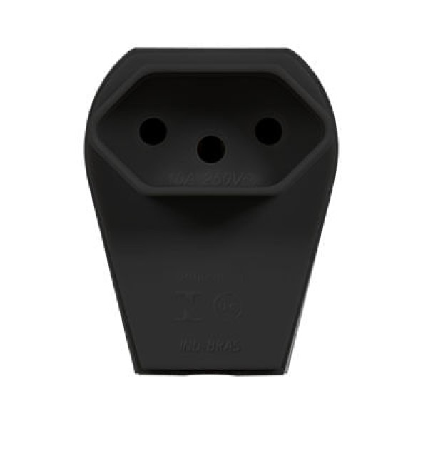 Encontraproduto.com.br - Plug Fêmea 2P+T 10A 250V Preto Com Prensa Cabo REF. 1096-2 - Pezzi