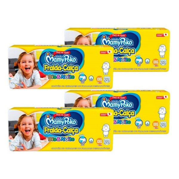 Encontraproduto.com.br - Fralda Descartável Mamypoko Calça Dia  Noite Jumbo Tamanho Xxg - 4 Pacotes Com 22 Fraldas - Total 88 Tiras