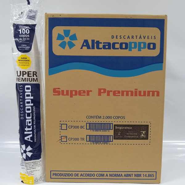 Copo Descartável Transparente Super Premium 20x100x300ml Altacoppo