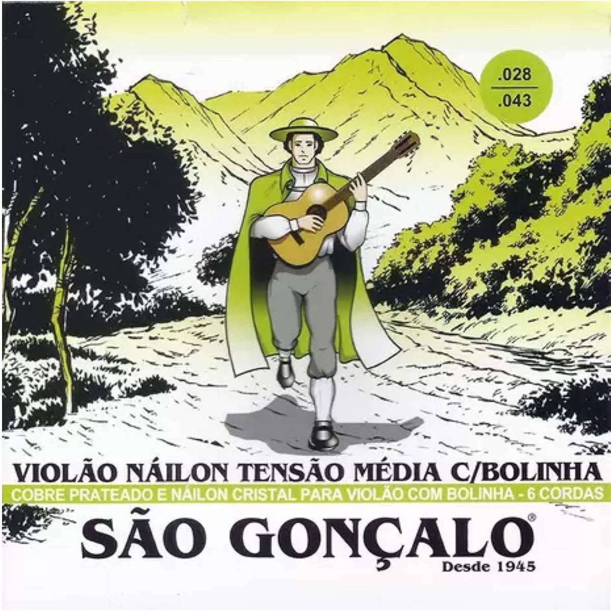 Encordoamento Violão Nylon Média Prata Cristal com Bolinha - São Gonçalo