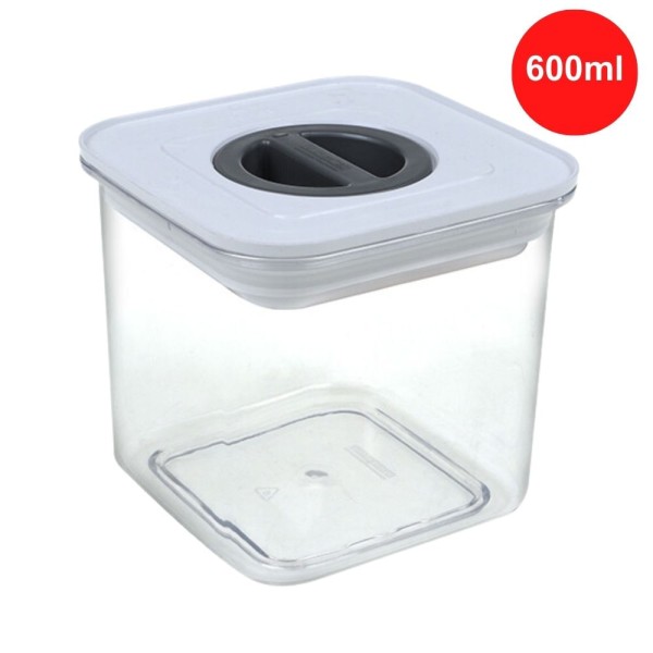 Encontraproduto.com.br - Pote Smart Lock Crystal Pequeno 600ml Quadrado com Tampa Branca