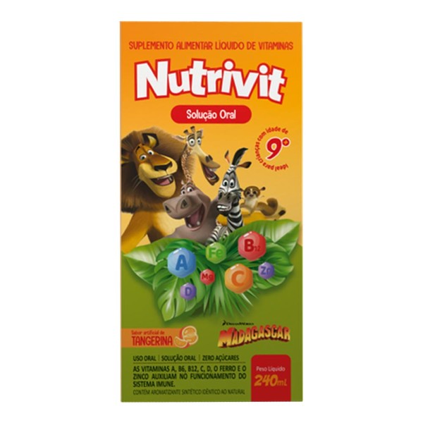 Encontraproduto.com.br - Suplemento Vitamínico Infantil Nutrivit Madagascar Tangerina Solução Oral 240ml