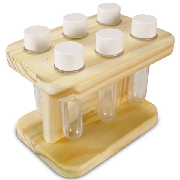 Encontraproduto.com.br - Porta Temperos de Pinus Retangular Com 6 Frascos 25 x 20 x 1,8 cm - PNS - 4687