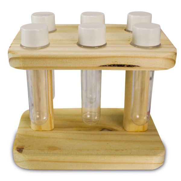 Encontraproduto.com.br - Porta Temperos de Pinus Retangular Com 6 Frascos 25 x 20 x 1,8 cm - PNS - 4687
