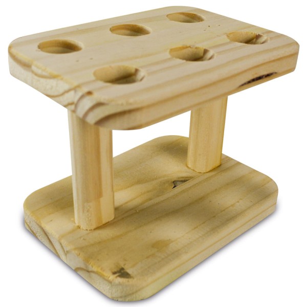 Encontraproduto.com.br - Porta Temperos de Pinus Retangular Com 6 Frascos 25 x 20 x 1,8 cm - PNS - 4687