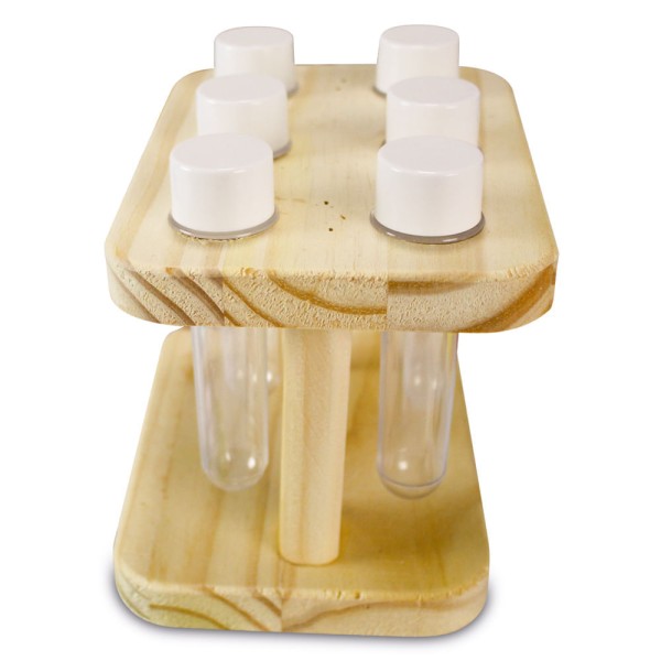 Encontraproduto.com.br - Porta Temperos de Pinus Retangular Com 6 Frascos 25 x 20 x 1,8 cm - PNS - 4687