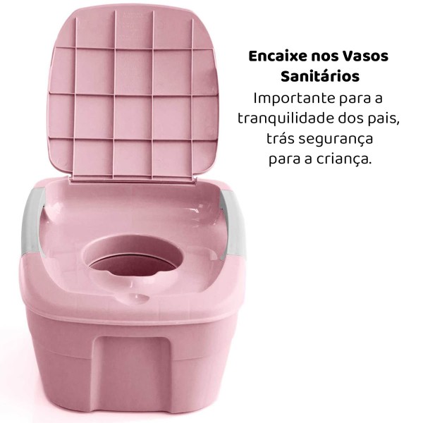 Encontraproduto.com.br - Troninho Penico e Redutor para Vazo Sanitário Bebê Criança Voyage Ploc Rosa