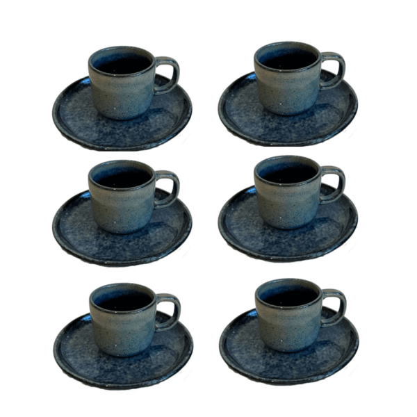 Encontraproduto.com.br - Jogo 6 Xícaras de Café com Píres Jeans 200ml