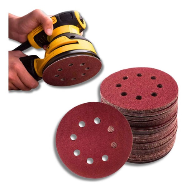 Kit 100x Disco Lixa 125mm Lixadeira Roto Orbital - Fertak