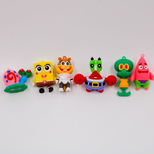 Encontraproduto.com.br - PINGENTES PERSONAGENS BOB ESPONJA EMBORRACHADO COM 12 PEÇAS