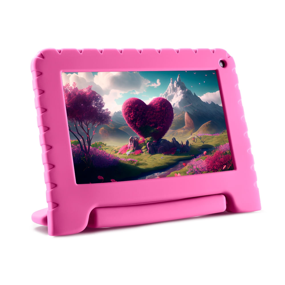 Tablet Kid Pad com Controle Parental 2GB RAM + 32GB + Tela 7 pol + Android 13 (Go edition) + Processador Quad Rosa Multi - NB393OUT [Reembalado]