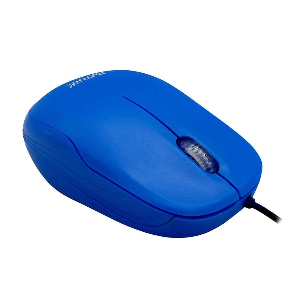 Encontraproduto.com.br - Mouse Com Fio Mid 1200dpi Conexão USB Cabo de 120cm 3 Botões Textura Fosca Azul - MO293OUT [Reembalado]