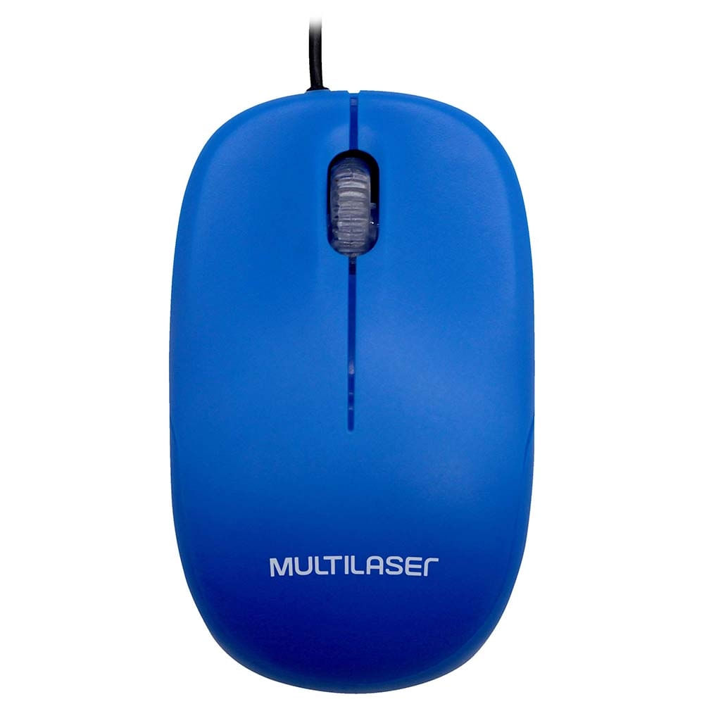 Encontraproduto.com.br - Mouse Com Fio Mid 1200dpi Conexão USB Cabo de 120cm 3 Botões Textura Fosca Azul - MO293OUT [Reembalado]