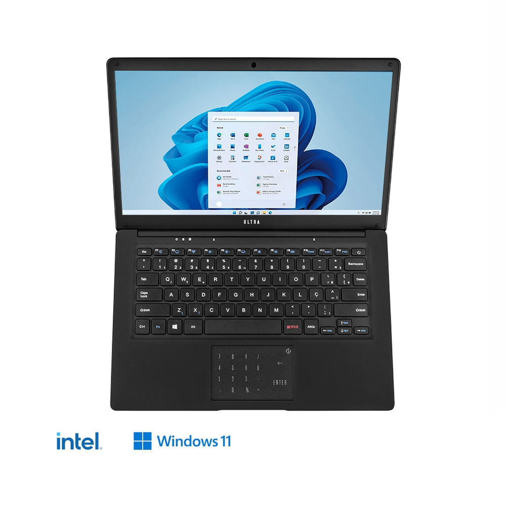 Encontraproduto.com.br - Notebook, Windows 11 Home, Intel Celeron, 4GB RAM 120GB SSD + Tecla Netflix, Tela 14,1 Pol. HD Preto - UB230OUT [Remanufaturado com garantia]