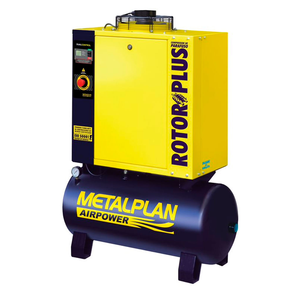 Encontraproduto.com.br - Compressor de Parafuso Metalplan 6hp 24,9pcm Rotor Plus R6 Trifásico