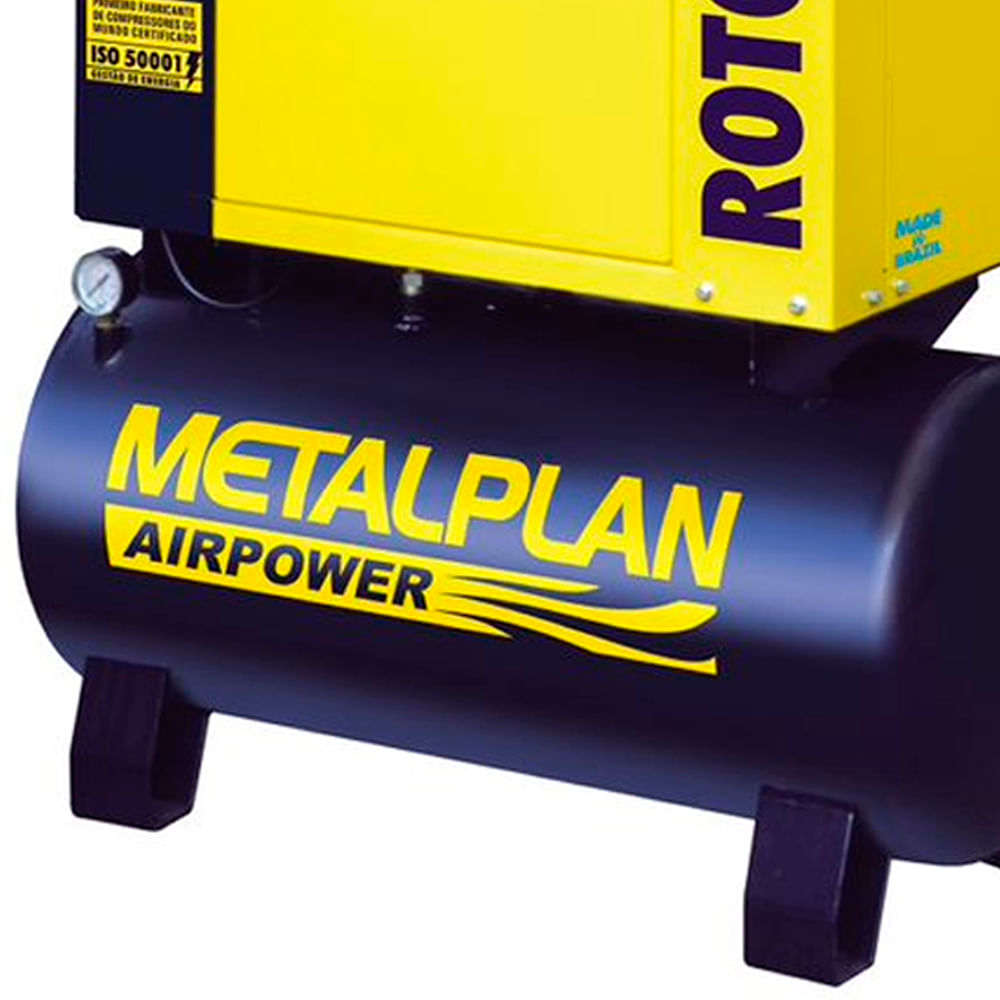 Encontraproduto.com.br - Compressor de Parafuso Metalplan 6hp 24,9pcm Rotor Plus R6 Trifásico