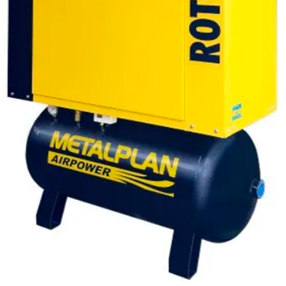Encontraproduto.com.br - Compressor de Parafuso Metalplan 25HP 96,6PCM Rotor Plus 25 Trifásico Com Reservatório