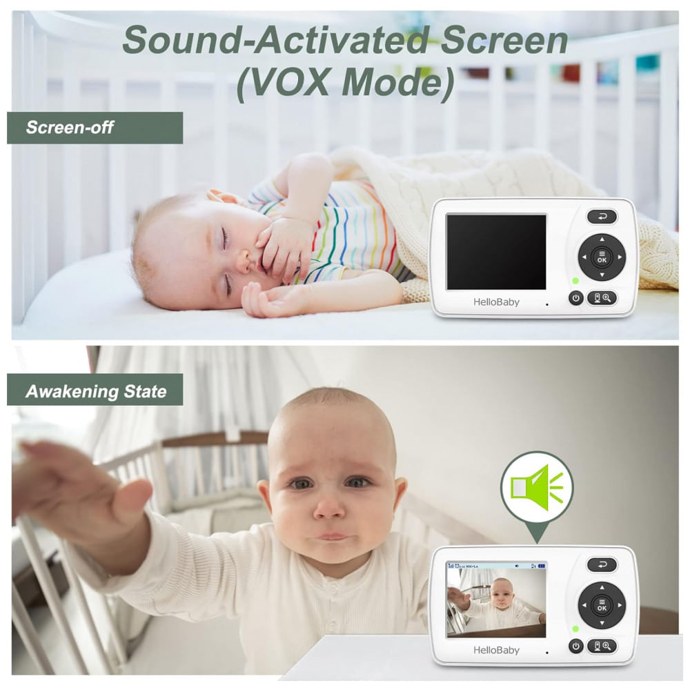Encontraproduto.com.br - Babá Eletrônica HelloBaby com Câmera, Áudio, Visão Noturna e Modo VOX