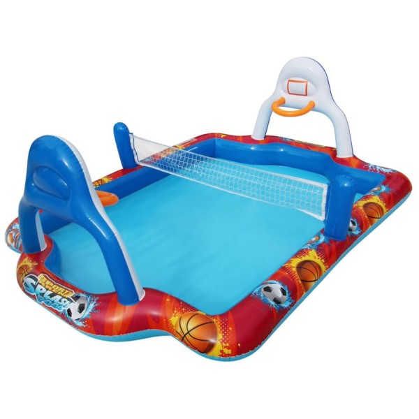 Encontraproduto.com.br - Parque Aquático Inflável 4 em 1 com Piscina, Bola de Futebol, Vôlei e Basquete para Crianças Acima de 3 Anos, Banzai, Colorido