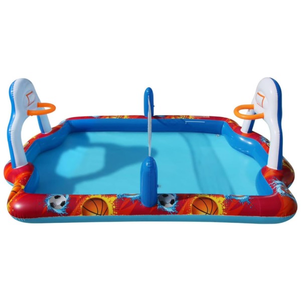 Encontraproduto.com.br - Parque Aquático Inflável 4 em 1 com Piscina, Bola de Futebol, Vôlei e Basquete para Crianças Acima de 3 Anos, Banzai, Colorido