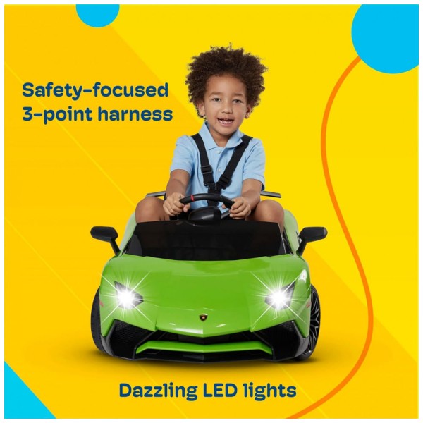 Encontraproduto.com.br - Carro Elétrico intantil com 1 Assento, 12V, com Controle Remoto, 5 km por hora, Até 3 anos, KIDZONE, Rosa