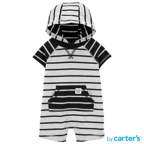 Encontraproduto.com.br - Romper Bebê Menino Carter's Com Capuz Listrado Preto Carters