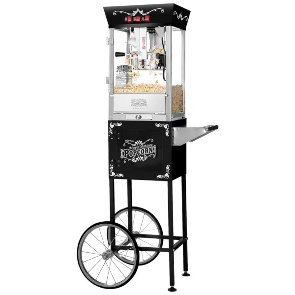 Encontraproduto.com.br - Carrinho de Pipoca Retro com Panela de 0,28g em Aço Inoxidável, Acessórios e Luz, 110V, Great Northern Popcorn, Preta