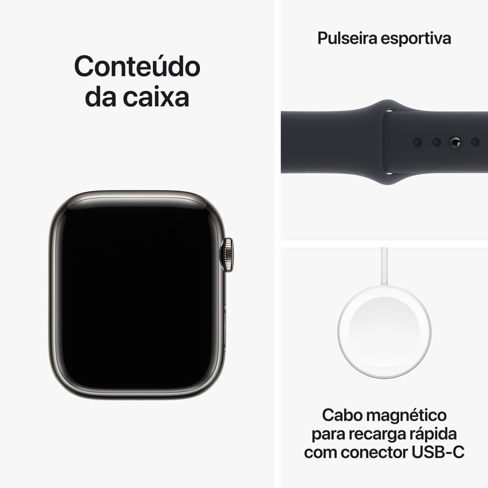 Encontraproduto.com.br - Smartwatch Apple Watch Series 9 GPS/Celular Pulseira Esportiva 4.5 cm Grafite