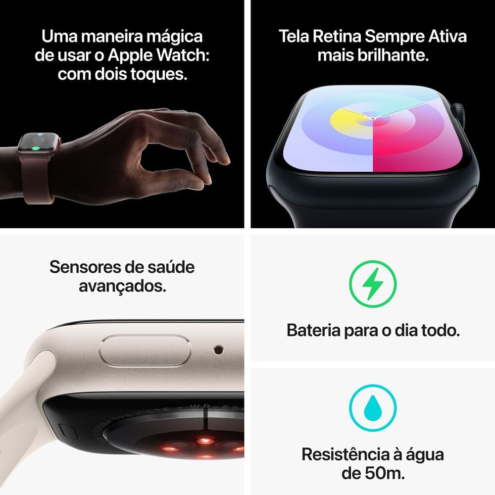 Encontraproduto.com.br - Smartwatch Apple Watch Series 9 GPS/Celular Pulseira Esportiva 4.5 cm Grafite