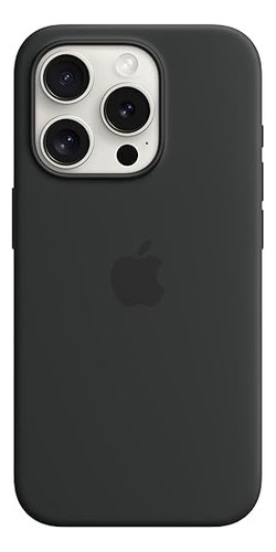 Capa de silicone Magsafe Apple para iPhone 15 Pro preta, preta lisa