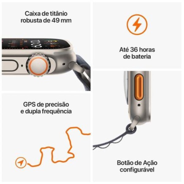Encontraproduto.com.br - Apple Watch Ultra 2 (GPS + Cellular) 49 mm Caixa de Titânio com Pulseira Oceano Azul