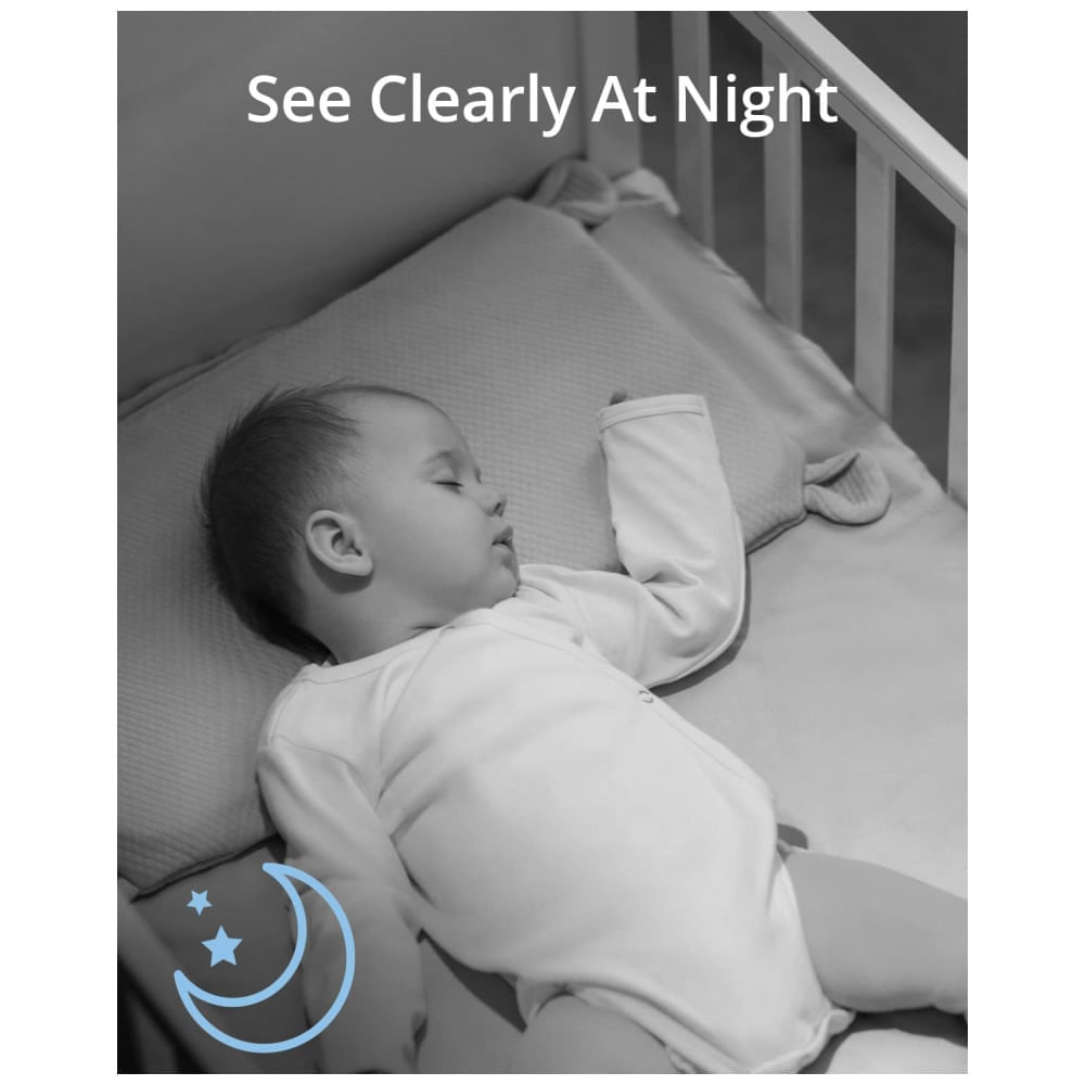 Encontraproduto.com.br - Babá Eletrônica com Wi Fi, Visão Noturna, Detecção de Choro, 110V, Eufy Baby, Branco
