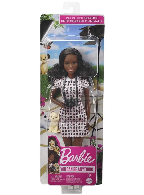 Encontraproduto.com.br - Boneca Barbie Profissões Fotógrafa Petite Cabelo Castanho Cachorrinho HCN10 Mattel