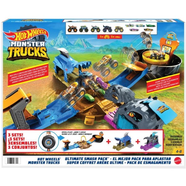 Encontraproduto.com.br - Hot Wheels Pista E Acessorios Monster Trucks Ultimate Smash Cor Azul - Hhh57
