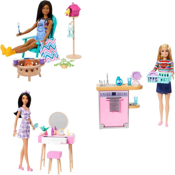 Encontraproduto.com.br - Boneca Mattel Barbie Decoração Com Móveis E Acessórios Sortido HJV32