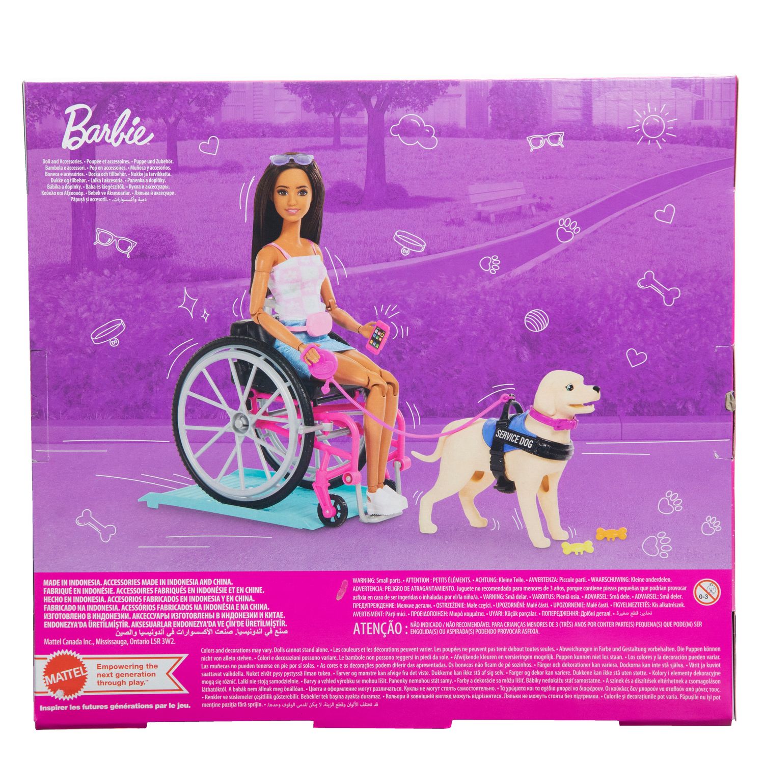 Encontraproduto.com.br - Boneca Barbie - Cadeira de Rodas com Cao de Servico MATTEL
