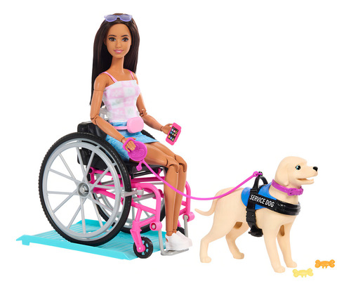 Encontraproduto.com.br - Boneca Barbie - Cadeira de Rodas com Cao de Servico MATTEL