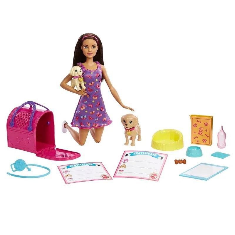 Encontraproduto.com.br - Boneca Barbie Mattel Conjunto Adota um Cachorrinho - Morena