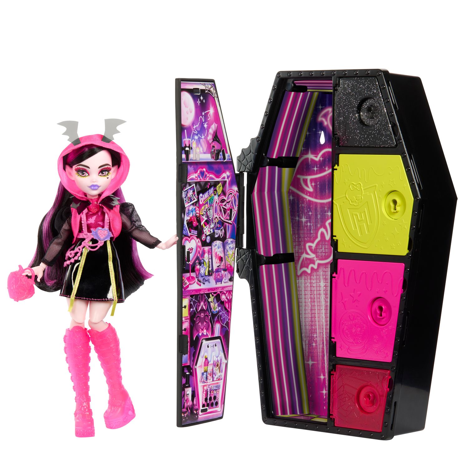 Encontraproduto.com.br - Boneca - Draculaura Monster High - Skulltimates Secrets Neon MATTEL